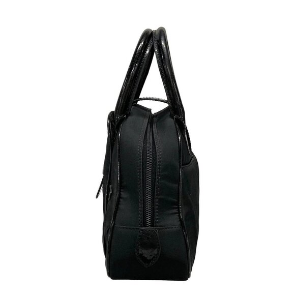 Auth DIOR/ChristianDior Double Saddle Black Nylon Patent Leather Handbag - Picture 4 of 16